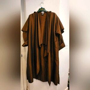 Vintage Brown Open Front Drape Coat /  Cape